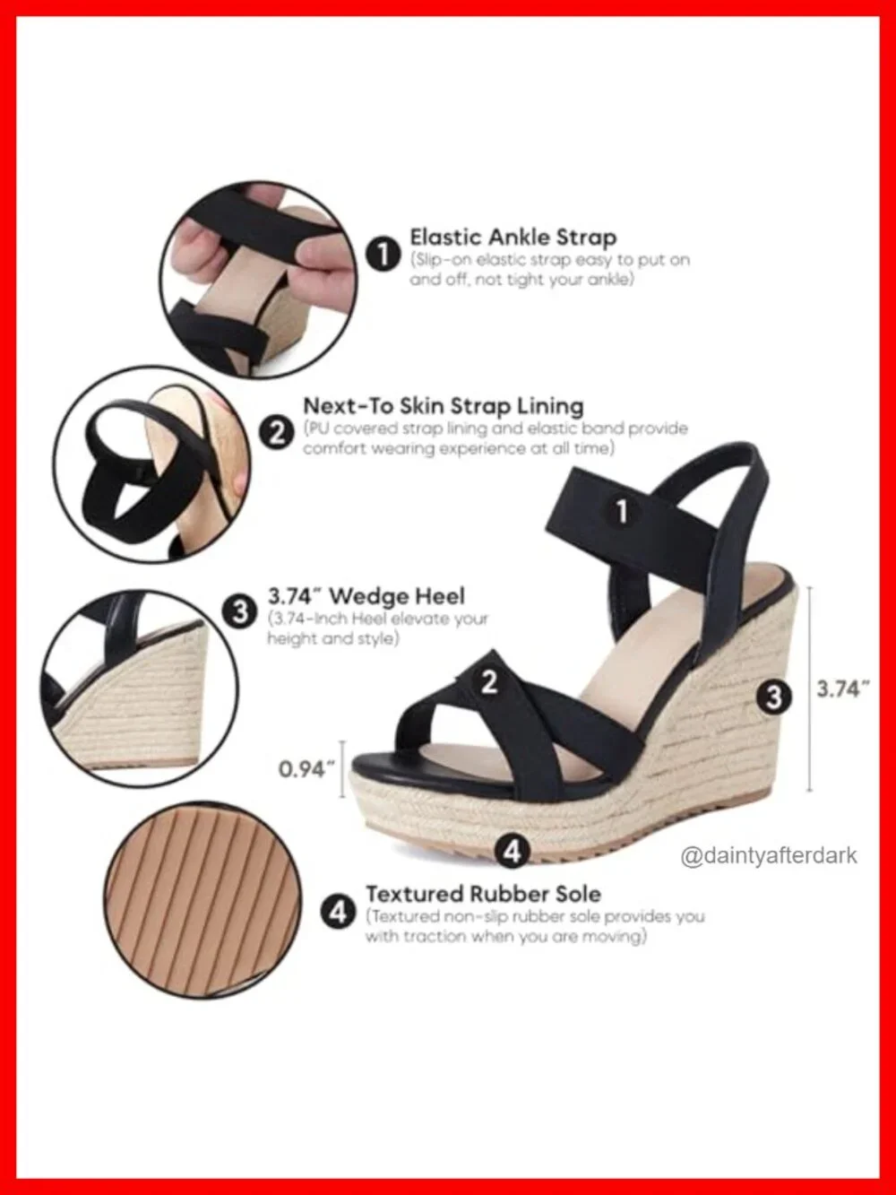 Open Toe Espadrille Wedge Sandals for Women - Platform Slip On Summer Shoes